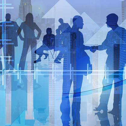 Career Graphic with silhouettes of women and men